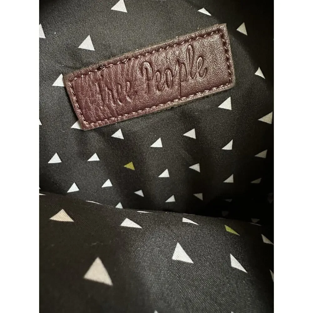 Free People Vegan Leather Soft Folio Laptop Case Bag Zipper Pouch Wine